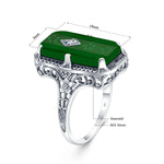 Unique 925 Sterling Silver Ring for Woman Simulated Emerald Vintage Filigree Persian Design Femal Elegant Rings Hand Made