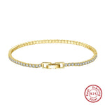 Rinntin Luxury Real 925 Sterling Silver Tennis Bracelet Women with AAAA Zircon Female Bangle Party Wedding Jewelry Gifts SB91