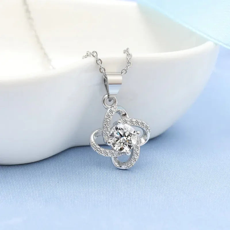 925 Sterling Silver Necklace For Women Round Pendent Sparkling Pave CZ Necklace Fashion Anniversary Birthday Jewelry Gifts