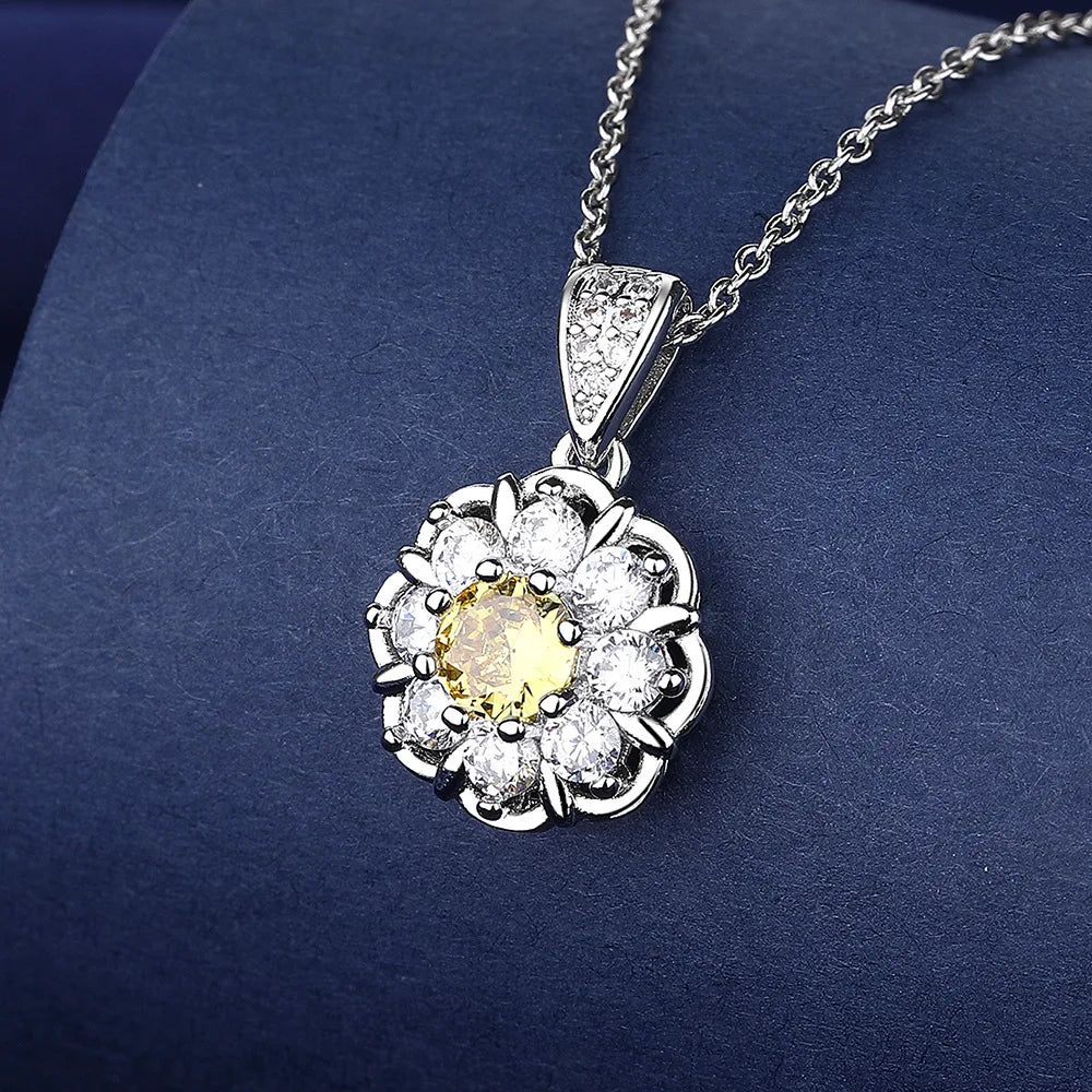 925 Sterling Silver Necklace For Women Round Pendent Sparkling Pave CZ Necklace Fashion Anniversary Birthday Jewelry Gifts