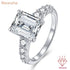 Newshe Certified Moissanite Engagement Rings for Women 8*10mm 4.0 Ct Emerald Cut White Gold Plated Wedding Promise Ring