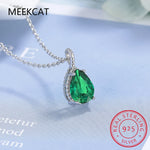 Pear Cut Created Blue Sapphire 925 Sterling Silver Water Drop Pendant Necklace Fashion Gemstone Jewelry For Women Party Gift