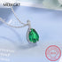 Pear Cut Created Blue Sapphire 925 Sterling Silver Water Drop Pendant Necklace Fashion Gemstone Jewelry For Women Party Gift
