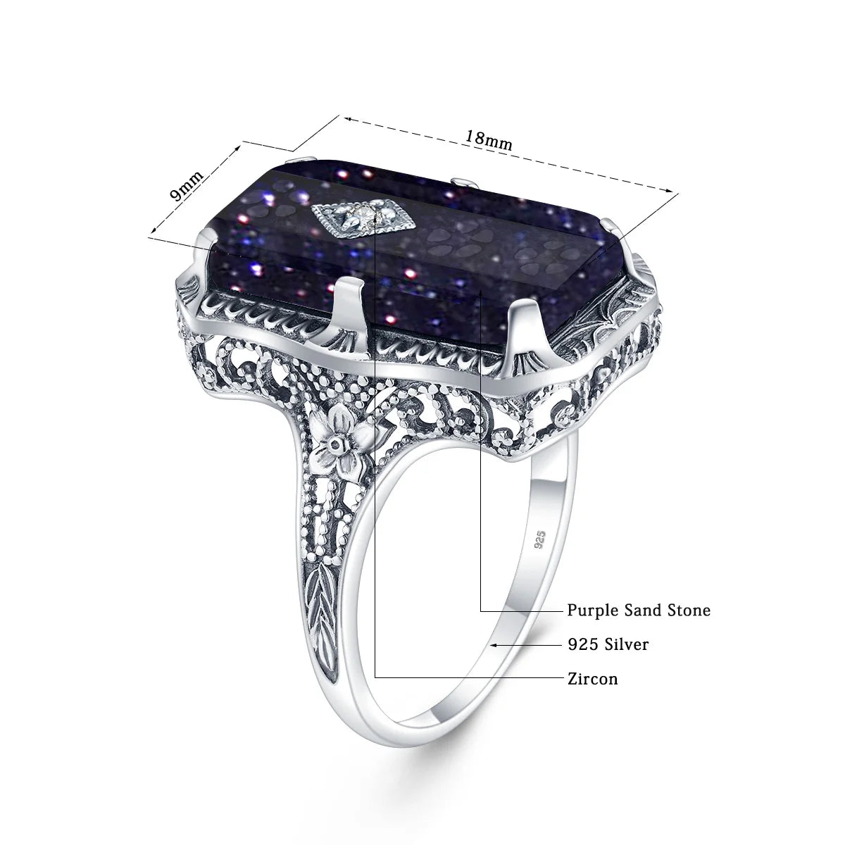 Unique 925 Sterling Silver Ring for Woman Simulated Emerald Vintage Filigree Persian Design Femal Elegant Rings Hand Made