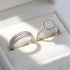 Newshe 2Pcs Moissanite Wedding Rings Set for Women White Gold Plated Halo Round Cut Engagement Bridal Ring