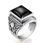 Massive 925 Sterling Silver Thick Men's Rings Amethyst Vintage Art Deco Revival Vintage Male Jewelry Party Gift For Husband