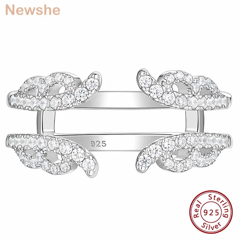 Newshe 925 Sterling Silver Ring Enhancer Engagement Rings Vintage Guard Wrap Wedding Band for Women AAAAA Cz Size 5-10