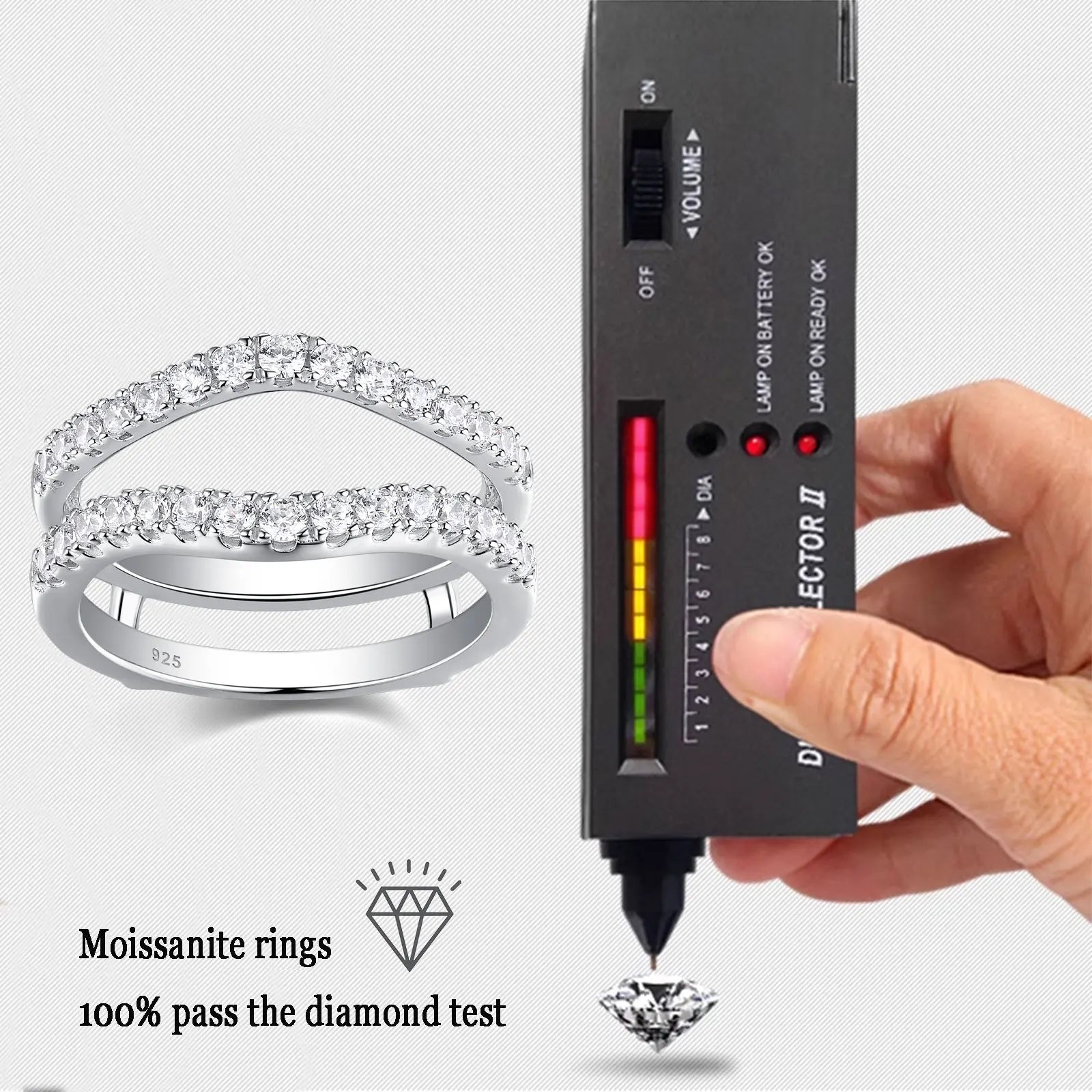 Newshe 925 Sterling Silver Moissanite Rings for Women Engagement Wedding Band Simulated Diamond Jewelry Luxury Enhancer Ring