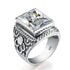 Massive 925 Sterling Silver Thick Men's Rings Amethyst Vintage Art Deco Revival Vintage Male Jewelry Party Gift For Husband