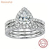 Newshe 3 Pieces 925 Sterling Silver Engagement Ring Set for Women Water Drop AAAAA Zircons Eternity Wedding Bands BR1079