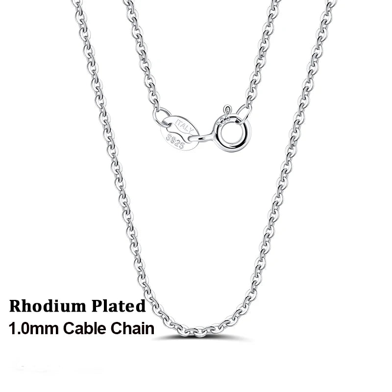 Rinntin 925 Sterling Silver Cable Link Chain Necklace for Women 45cm/50cm/55cm Simple Women's Neck Chain Silver Jewelry SC06