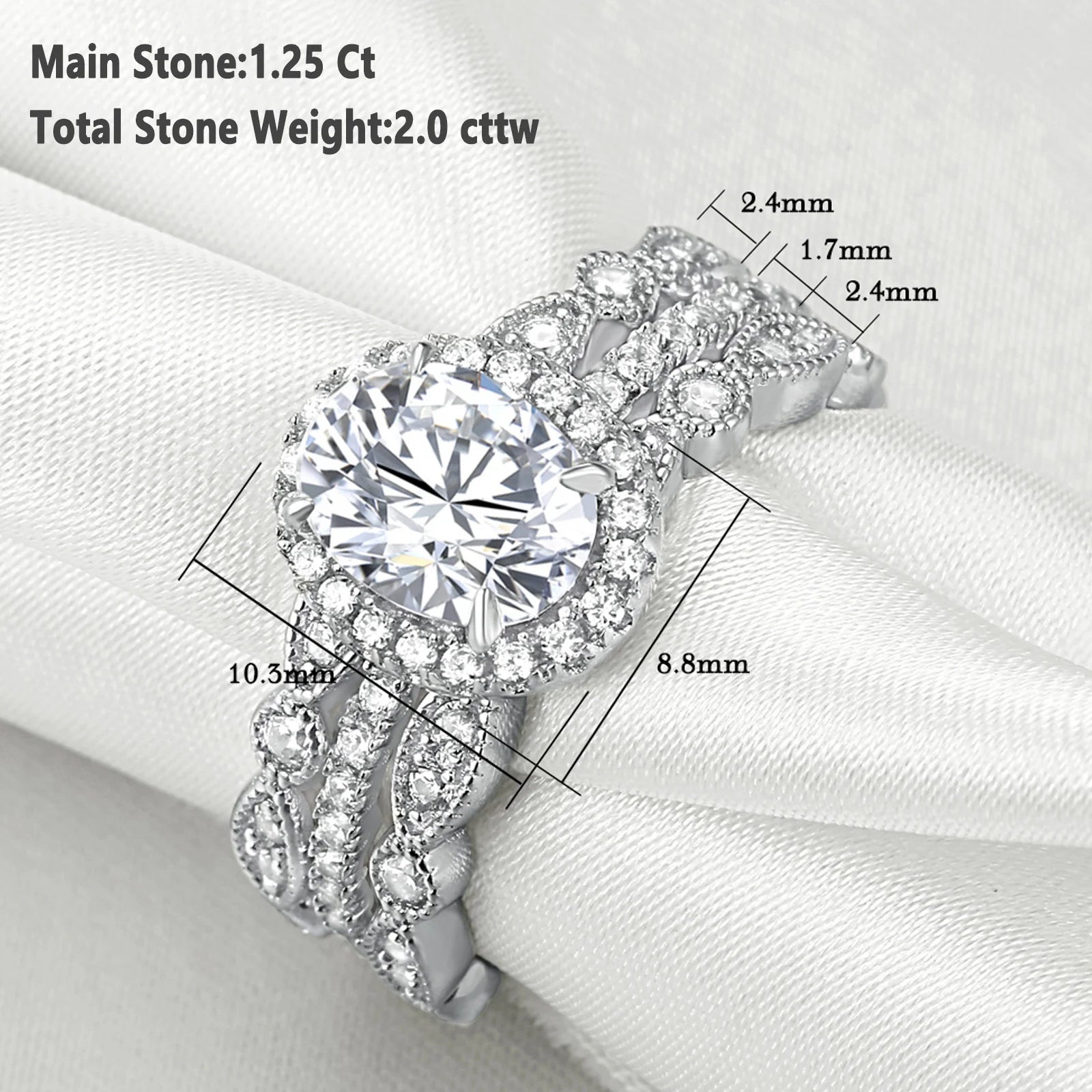 Newshe 3 Pieces Wedding Engagement Rings Set for Women 925 Sterling Silver Jewelry Art Deco Bands Oval AAAAA Cubic Zircon Ring