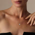 14K Gold Round Cut Moissanite Diamond Necklaces for Women Water Drop Shape Solitaire Pendant Wedding Engagement Simple Jewelry
