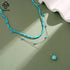 Rinntin 925 Sterling Silver Boho Layered Choker Necklace with Natural Turquoise for Women Summer Sexy Jewelry Accessorry BQN33
