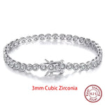 Rinntin Shiny Tennis Bracelet 925 Sterling Silver 1.5/2/3mm Clear Cubic Zirconia for Women Luxury Chain Bracelet Jewelry SB143