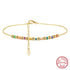 Rinntin Elegant 925 Sterling Silver Colorful Chain Anklet with Bead Zircon for Women Summer Foot Chains Jewelry SA94