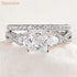 Newshe 2 Pcs Wedding Ring Set 925 Sterling Silver Moissanite Certified Princess Pear Cut Engagement Rings for Women Fine Jewelry