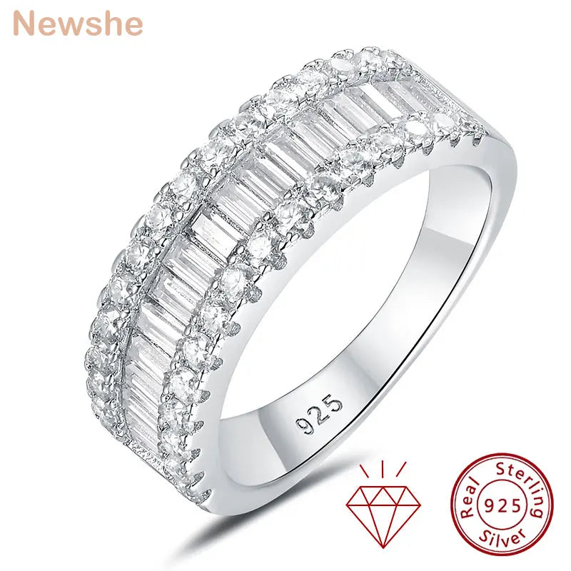 Newshe D VVS1 GRA Certified Moissanite Rings for Women Solid 925 Sterling Silver Yellow Gold Color Wedding Engagement Ring