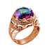 Vintage Rings For Men Genuine 925 Sterling Silver Male Ring 13*13mm Mystic Topaz Round Cut Stone Men's Jewelry Beautiful