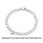 Rinntin 18K Gold Over 925 Sterling Silver 3mm/5mm Italian Diamond Cut Cuban Link Curb Chain Necklace for Women Men Jewelry SC60