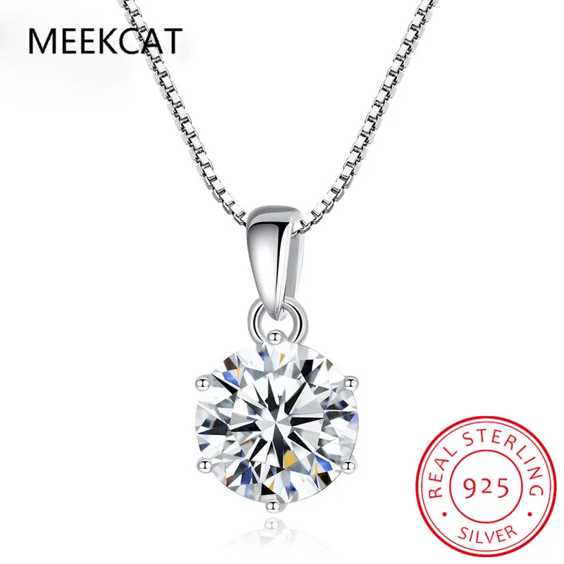 Real 1 Carat D Color Moissanite Bridal Pendant Necklace 100% 925 Sterling Silver Wedding Party Fine Jewelry Gift Wholesale
