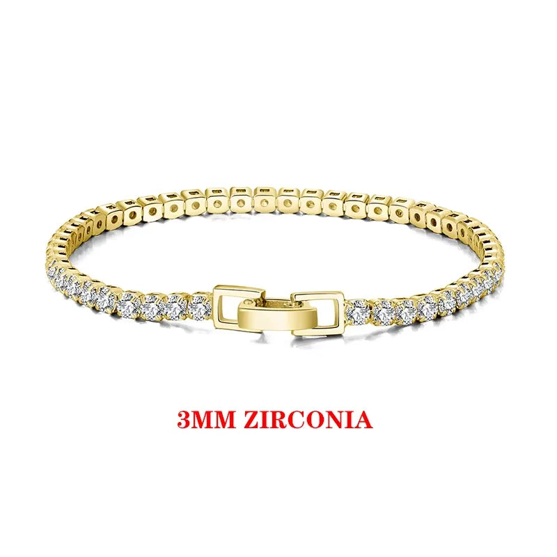 Rinntin 925 Sterling Silver Tennis Bracelets For Women Luxury 2mm 3mm 4mm Cubic Zirconia Shiny Tennis Bracelets Jewelry SB91