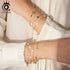 Rinntin 925 Sterling Silver Shell 14K Gold Four Leaf Clover Bracelet Waterproof Flower Bracelets Jewelry for Women Girls Gift
