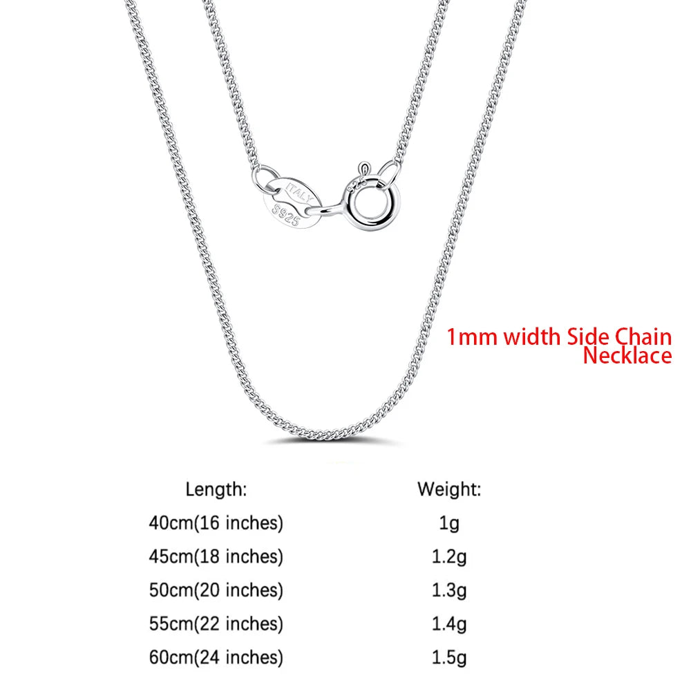 Rinntin 925 Sterling Silver Italian Handmade 1.2mm Chopin Chain Necklace for Women Fashion Simple Basic Neck Chain Jewelry SC53