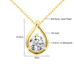 14K Gold Round Cut Moissanite Diamond Necklaces for Women Water Drop Shape Solitaire Pendant Wedding Engagement Simple Jewelry