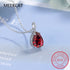 Pear Cut Created Blue Sapphire 925 Sterling Silver Water Drop Pendant Necklace Fashion Gemstone Jewelry For Women Party Gift