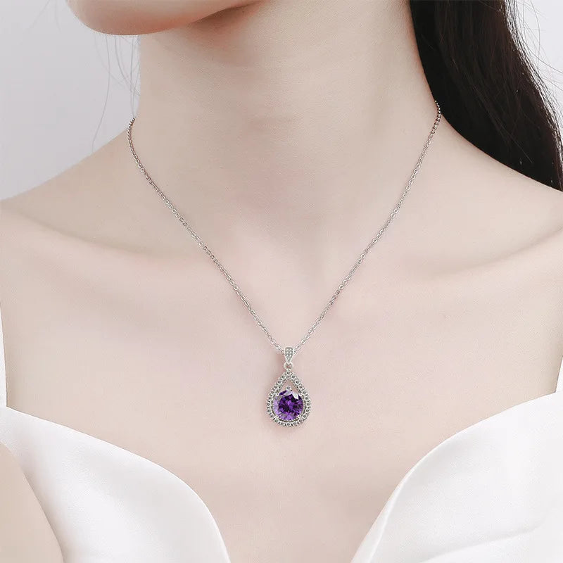 4CT Trendy Fashion s925 Silver Color D Green Moissanite Classic Angle Wing Neckalce Charms Women Party Jewelry Gift
