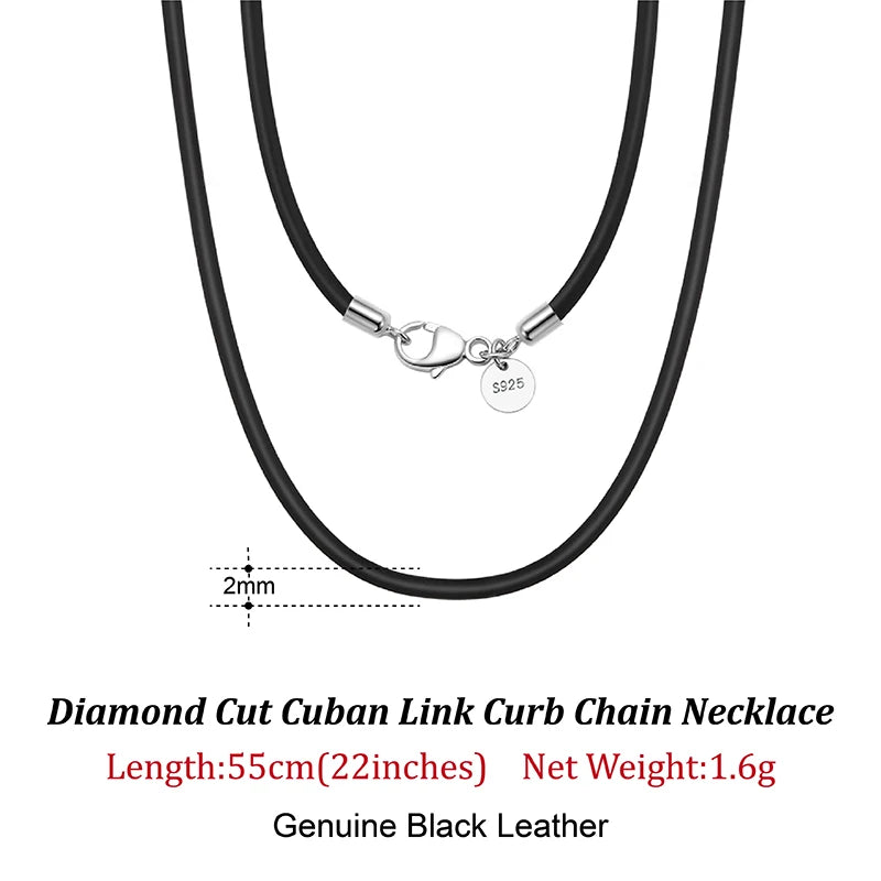 Rinntin Genuine Italian 2mm Brown Leather Cord Chain Necklace for Women Men with 925 Sterling Silver Clasp Trendy Jewelry SC62
