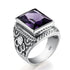 Massive 925 Sterling Silver Thick Men's Rings Amethyst Vintage Art Deco Revival Vintage Male Jewelry Party Gift For Husband
