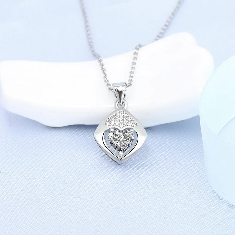 925 Sterling Silver Necklace For Women Round Pendent Sparkling Pave CZ Necklace Fashion Anniversary Birthday Jewelry Gifts N755