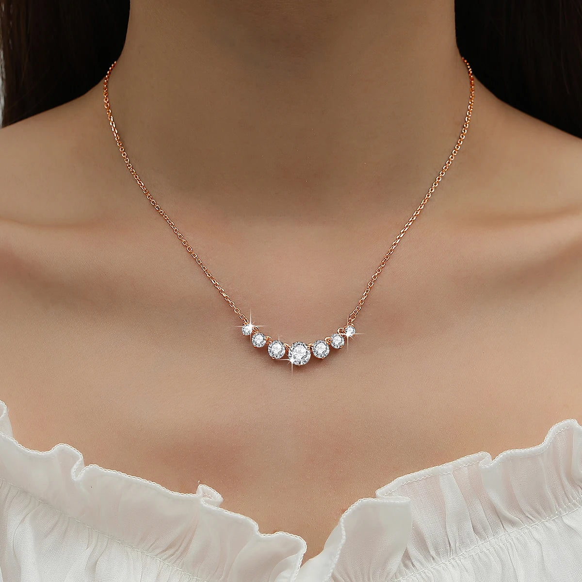 Smiles 7 Stones 2.8ct Mosanites Diamond Women's 925 Sterling Silver Necklaces Luxury Sparkling Fine Jewelry GRA Certificate