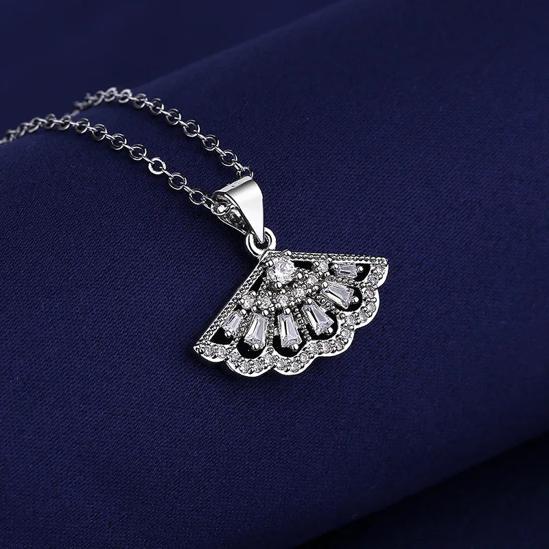 925 Sterling Silver Necklace For Women Round Pendent Sparkling Pave CZ Necklace Fashion Anniversary Birthday Jewelry Gifts N755