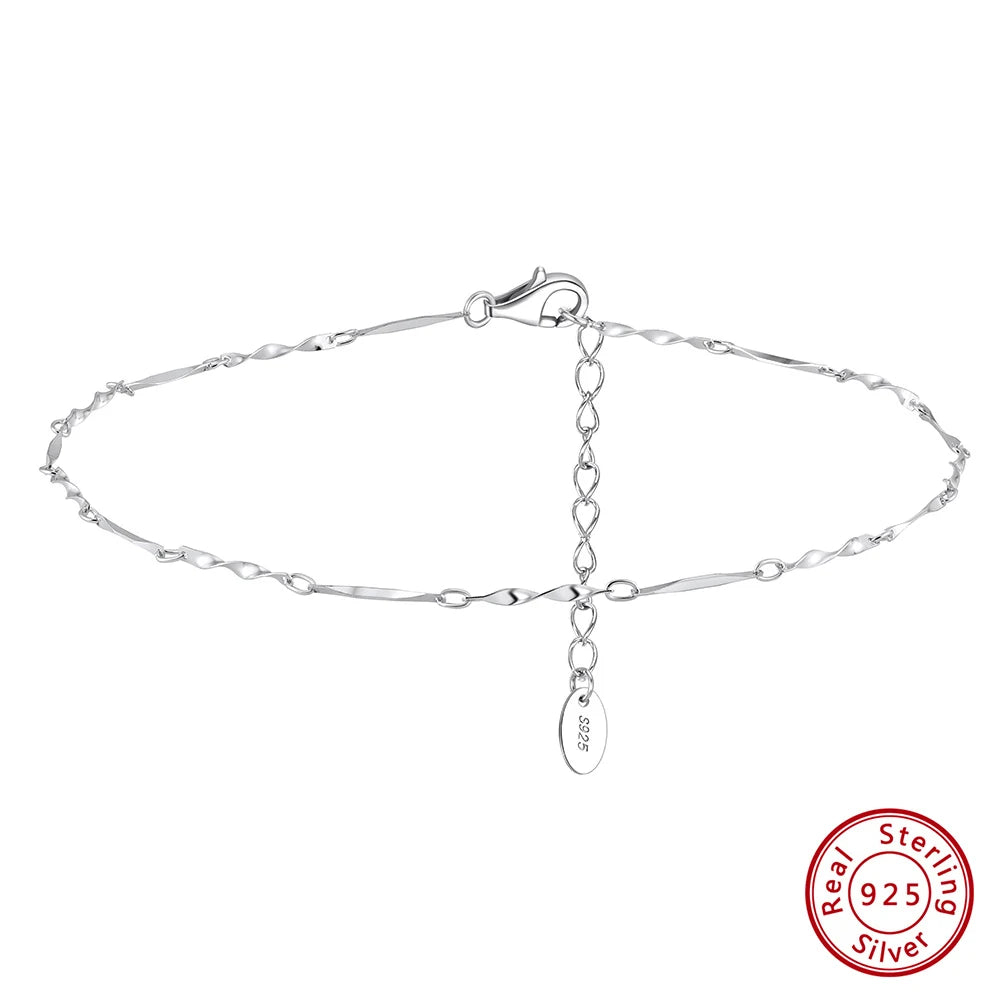 Rinntin 925 Sterling Silver Fish Lips Chain Anklet for Women Fashion Foot Bracelet Summer Sexy Silver Ankle Straps Jewelry SA33