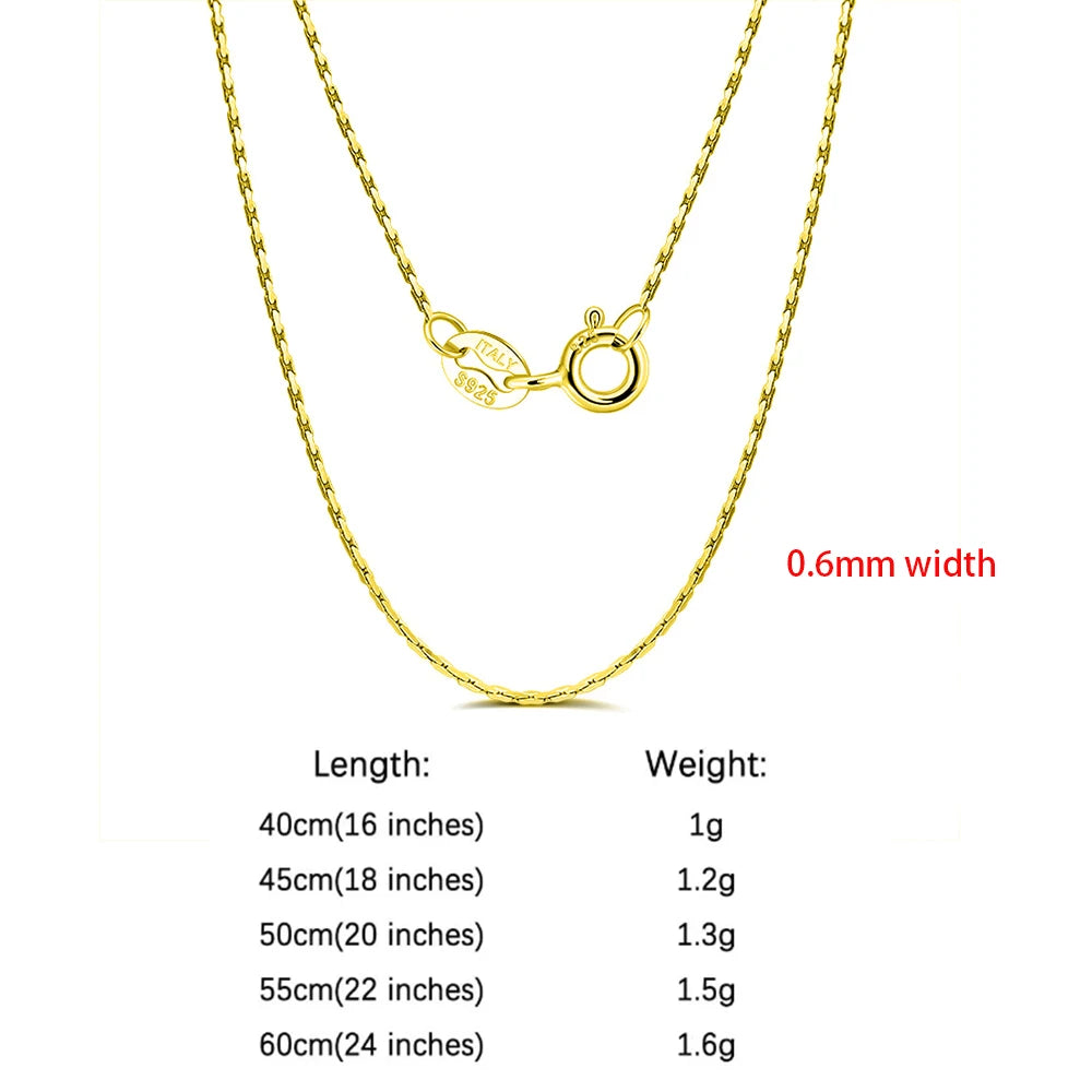 Rinntin 925 Sterling Silver Italian Handmade 1.2mm Chopin Chain Necklace for Women Fashion Simple Basic Neck Chain Jewelry SC53