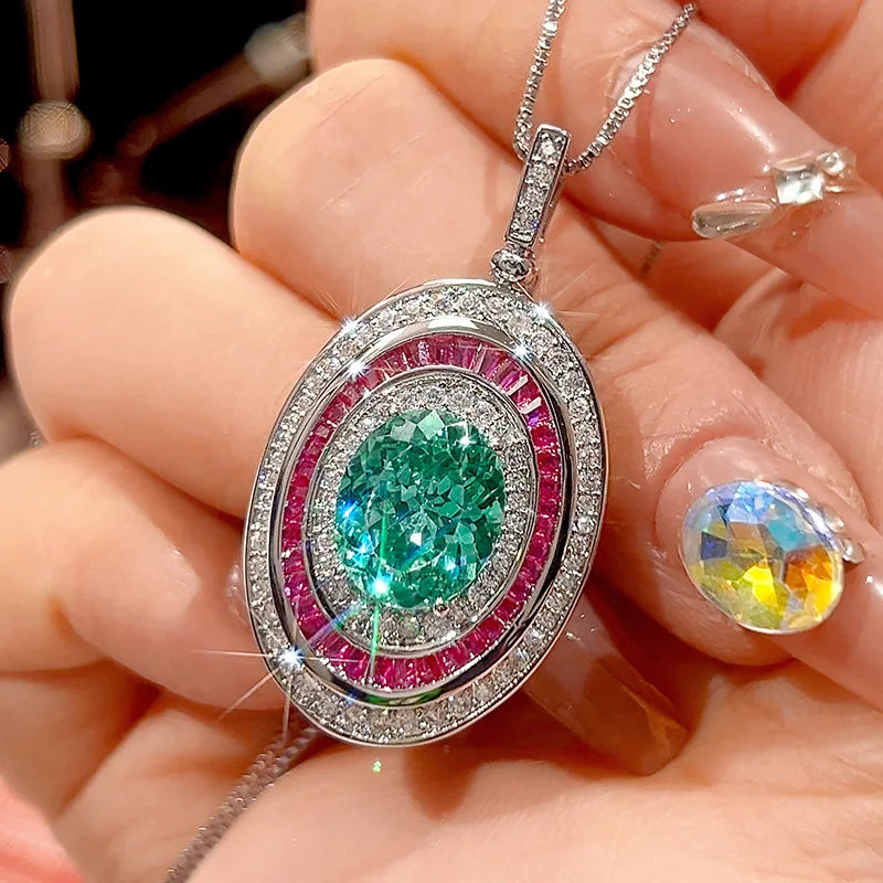 925 Sterling Silver Necklace Clavicle Chain Sparkling Zircon Teardrop Women's Pendant Necklace Birthday Party Gift Jewelry Gift