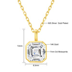 Unique Original 14K Gold Necklaces for Women Sugar Cube Asscher Cut 2ct Moissanite Diamond Stone AU585 Pendant Anniversary Gifts
