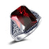 100% 925 Sterling Silver Garnet Mens Rings With Stone 12*16mm Rectangle Big Vintage Byzantine Jewelry Gifts For Men