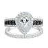 Newshe Pear Shaped Black White Engagement Ring Wedding Band for Women 2 Pieces Set 925 Silver Cubic Zircons Bridal Jewelry