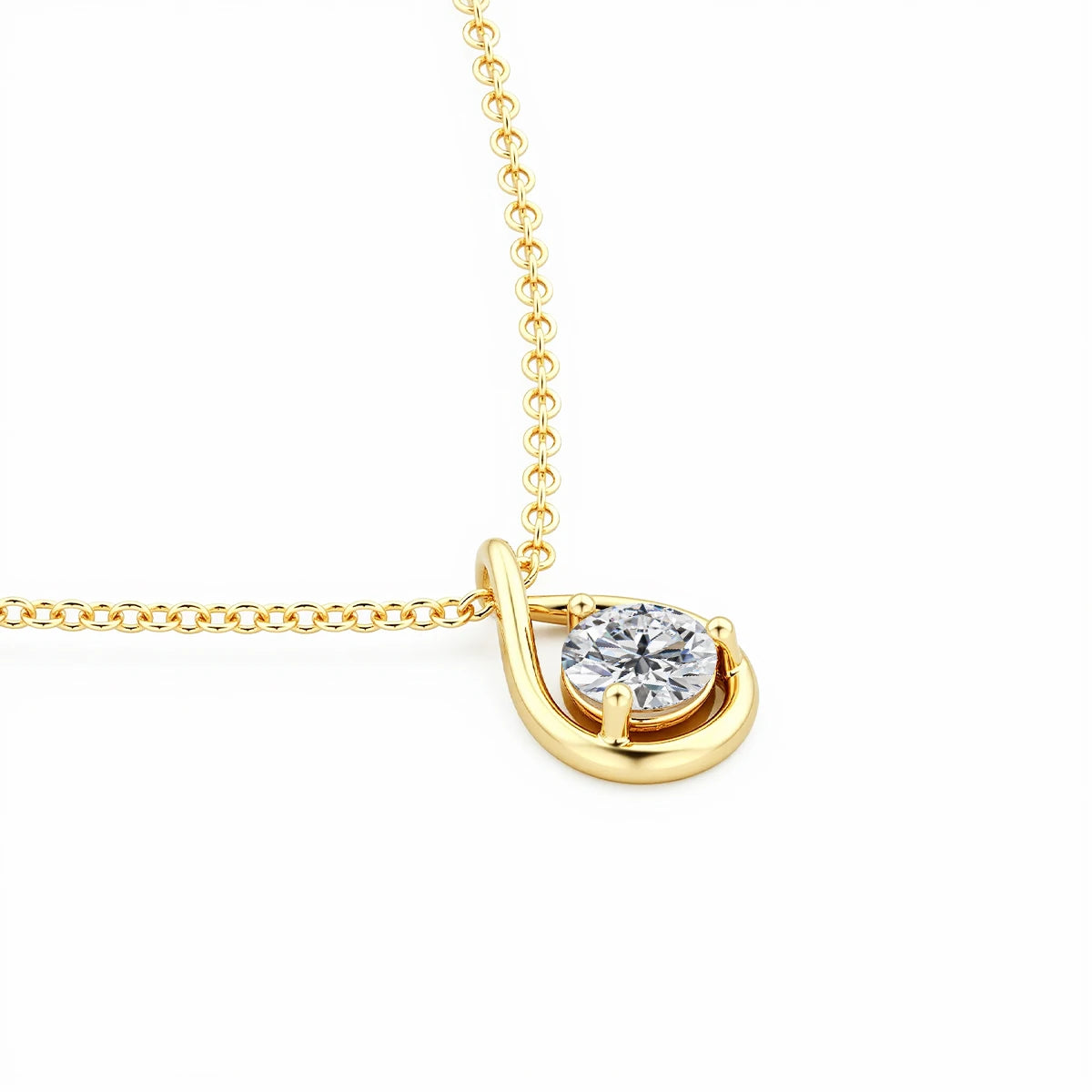 14K Gold Round Cut Moissanite Diamond Necklaces for Women Water Drop Shape Solitaire Pendant Wedding Engagement Simple Jewelry