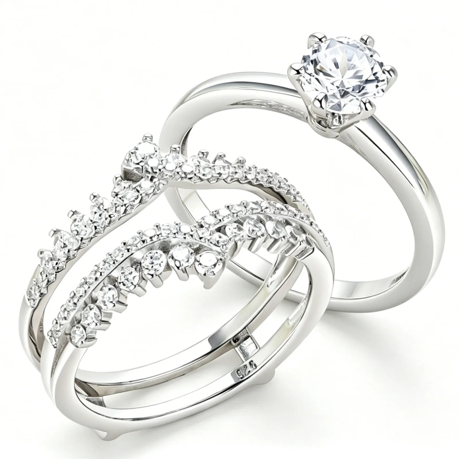Newshe Full Moissanite Halo Pear Engagement Ring Bridal Set for Women Enhancer Wedding Band Wraps White Gold Plated Jewelry