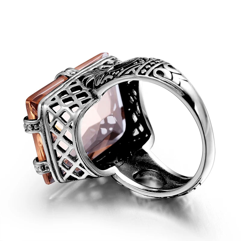 925 Sterling Silver ring Amber Square For Women Bridal Wedding Gemstone Rings Enagement Party Fine Jewelry High Quality