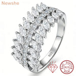 Newshe 925 Silver Marquise Moissanite Multi-Row Statement Rings for Women Bridal Elegant Wedding Engagement Band Luxury Jewelry