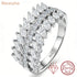 Newshe 925 Silver Marquise Moissanite Multi-Row Statement Rings for Women Bridal Elegant Wedding Engagement Band Luxury Jewelry