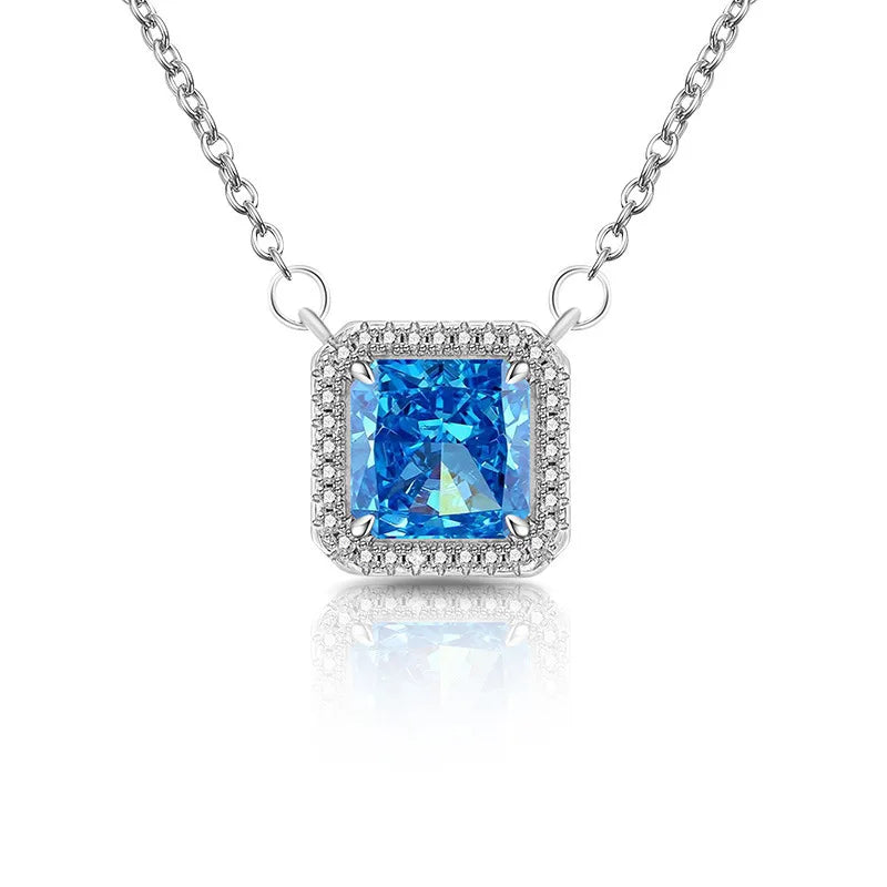 8*8mm 2CT Trendy Fashion s925 Silver Color D Green Moissanite Classic Angle Wing Neckalce Charms Women Party Jewelry Gift