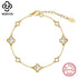 Rinntin Classic 925 Silver Four Leaf Clover Bracelet Hollow Clover Shaped Fashion for Women Girls Bracelet Birthday Gift GMB68