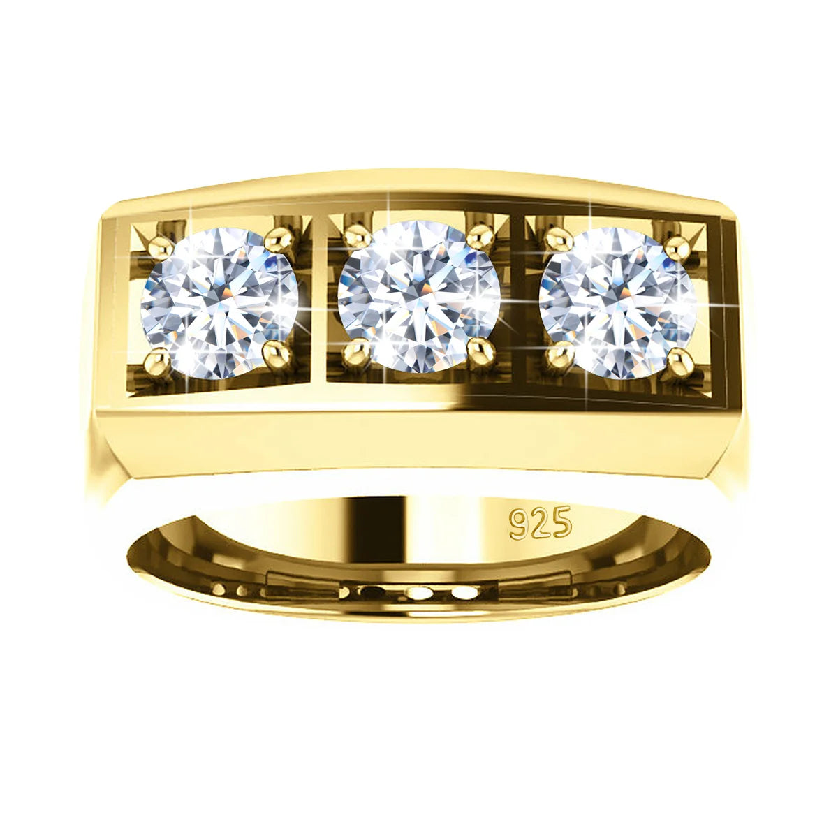 Thick 925 Sterling Silver Original Ring Moissanite Diamond Rings For Men Certified 18K Gold Plated Luxury Wedding Jewelry Gifts